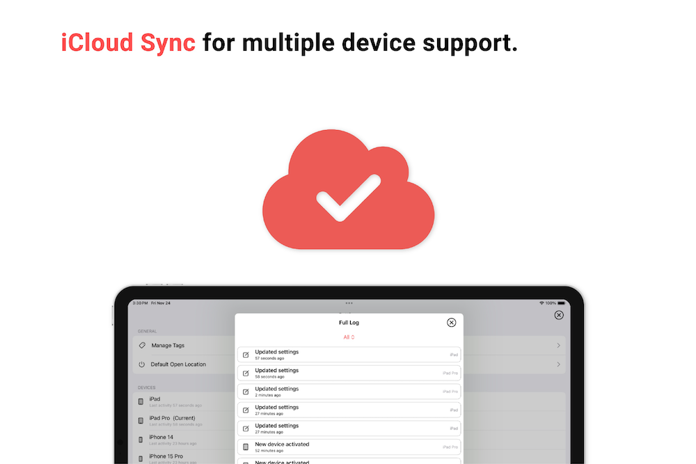 iCloud Sync for multiple device support inside Just Jot